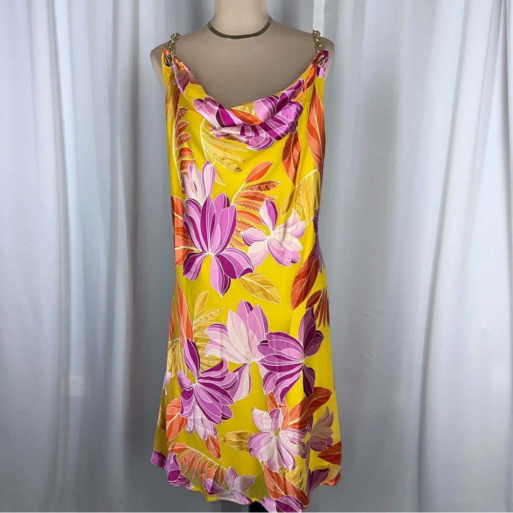 NEW Boston Proper‎ La Sirena Floral Shift Mini Dress XL Chain Tropical Resort